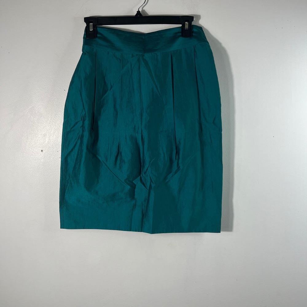 Womens Moschino Cheap‎ and Chic Cotton Silk Bow Skirt Pencil 8Green NWT Side Zip